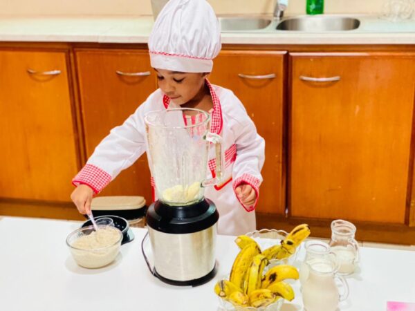 A Kid practicing cookery