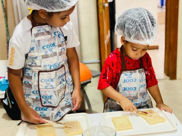 A kid cooking 